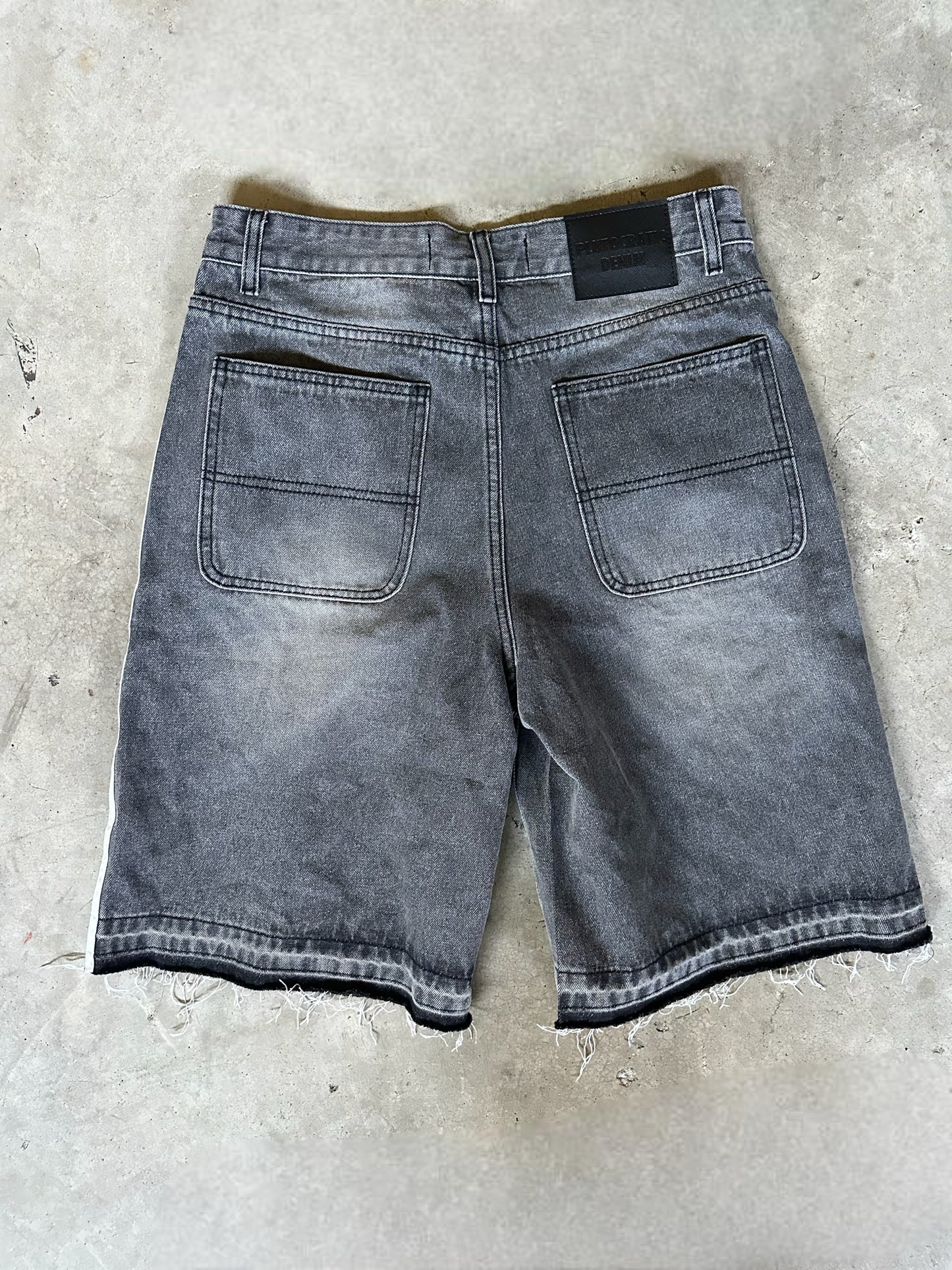 DOUBLE STRIPED JORTS - DARK GREY