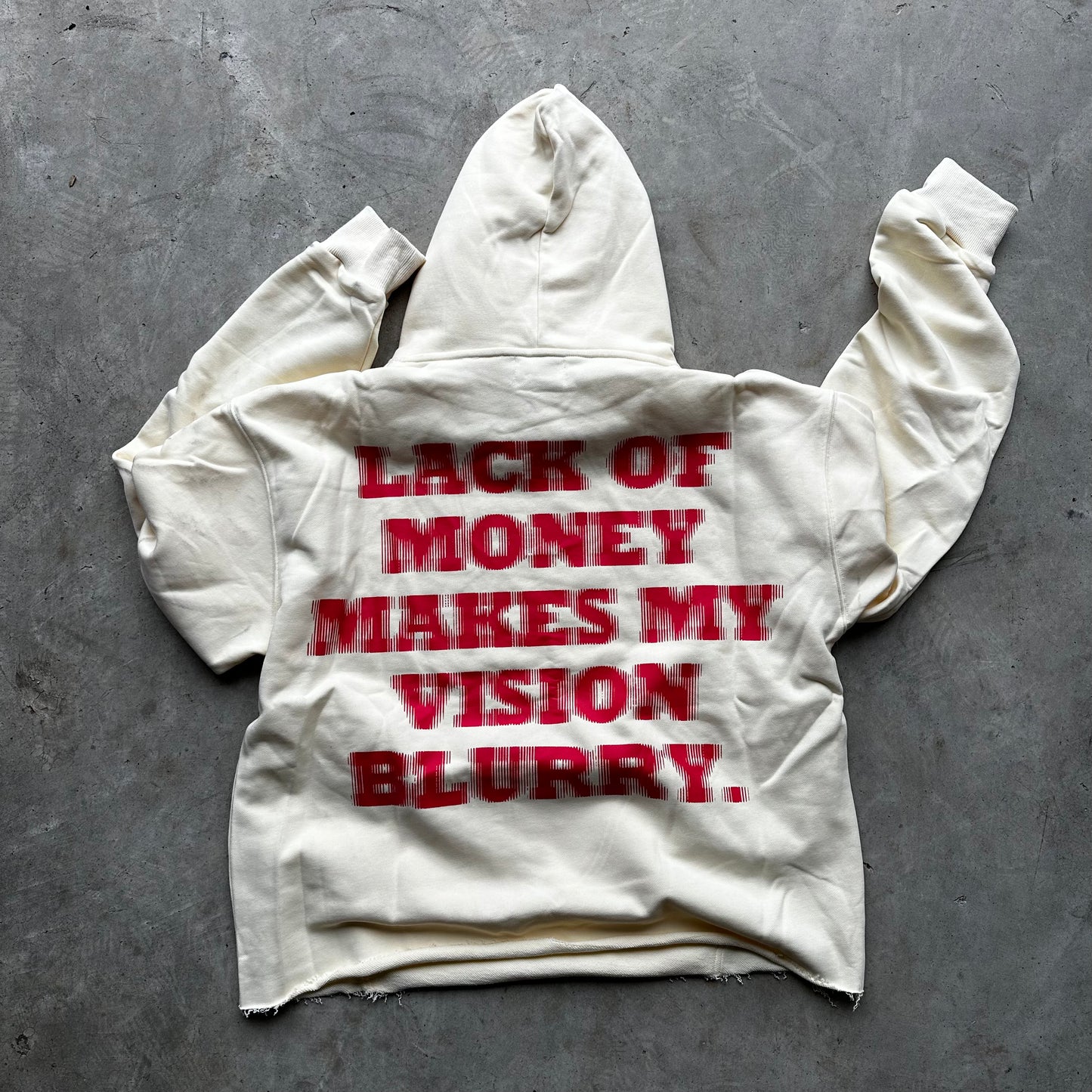 Lack of Money Hoodie (back logo) -cream/red