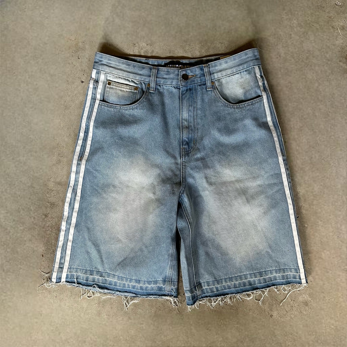 DOUBLE STRIPED JORTS - LIGHT BLUE