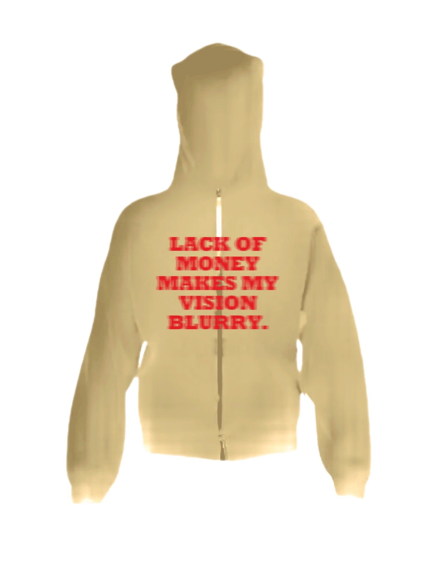 LACK OF MONEY MAKES MY VISION BLURRY ZIP UP - CREAM/RED
